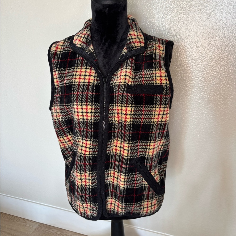 Vintage Jones New York Sport Plaid Fleece Vest Size Medium